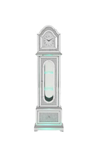 Noralie Grandfather Clock W Led Mirrored & Faux Diamonds Ac00347 Silver Glass