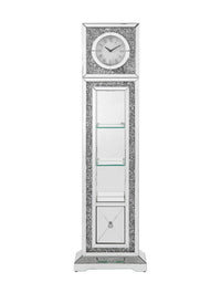 Noralie Grandfather Clock W Led Mirrored & Faux Diamonds Ac00354 Silver Glass
