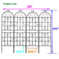 4 Pack Metal Garden Trellis 71" X 19.7" Rustproof Trellis For Climbing Plants Outdoor Flower Support Black Black Iron