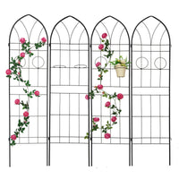 4 Pack Metal Garden Trellis 78.7" X 19.7" Rustproof Trellis For Climbing Plants Outdoor Flower Support Black Black Iron