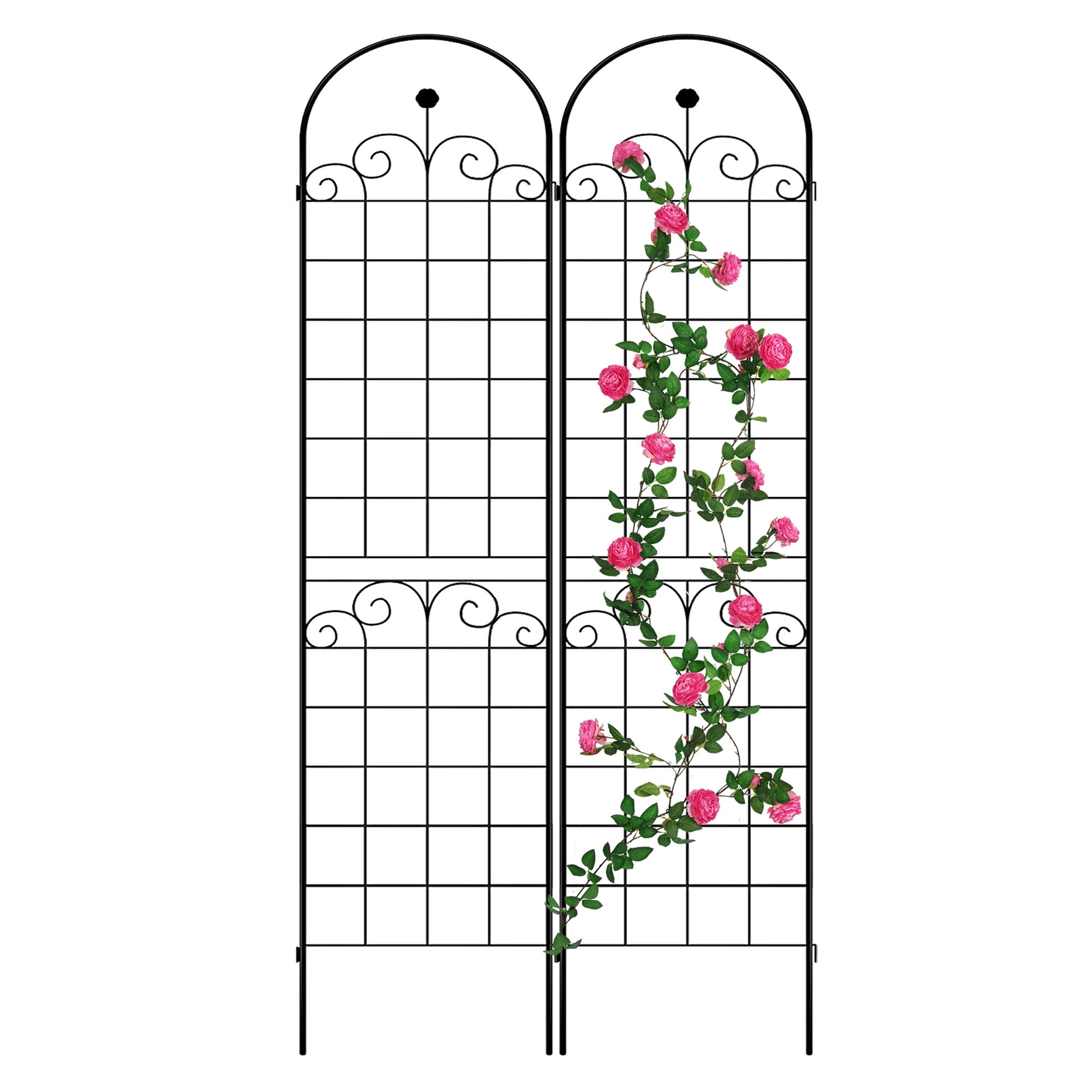 2 Pack Metal Garden Trellis For Climbing Plants Outdoor 86.7'' X 19.7'' Rustproof Plant Support Rose Trellis Netting Trellis Black Black Iron