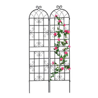 2 Pack Metal Garden Trellis 86.7" X 19.7" Rustproof Trellis For Climbing Plants Outdoor Flower Support Black Black Iron