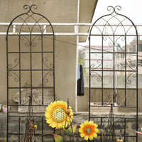 2 Pack Metal Garden Trellis 86.7" X 19.7" Rustproof Trellis For Climbing Plants Outdoor Flower Support Black Black Iron