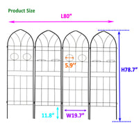 4 Pack Metal Garden Trellis 78.7" X 19.7" Rustproof Trellis For Climbing Plants Outdoor Flower Support Black Black Iron