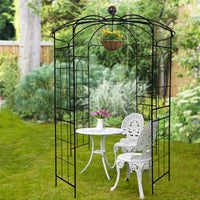 Metal Garden Arch Iron Garden Arbors Gazebo Dia81.3'' X 114.2'' High Birdcage Shape Pergola Pavilion For Wedding Ceremonyoutdoor Black Black Iron