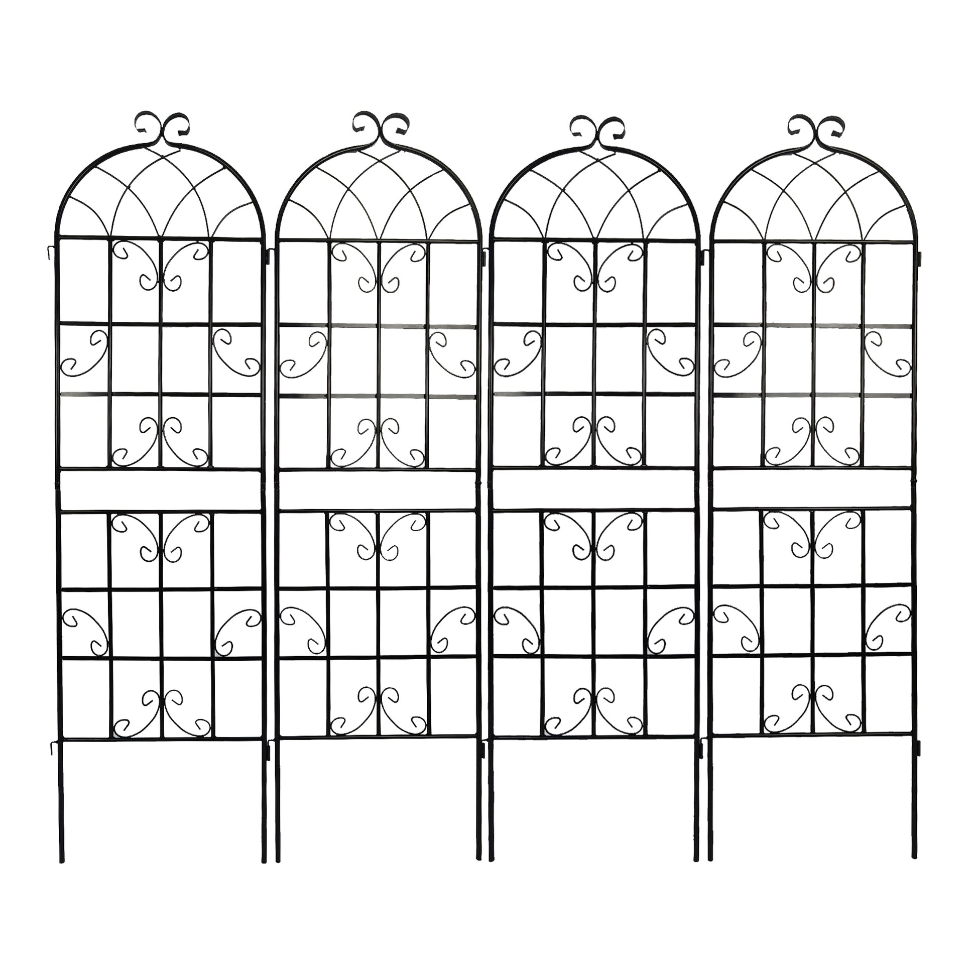 2 Pack Metal Garden Trellis 71" X 19.7" Rustproof Trellis For Climbing Plants Outdoor Flower Support Black Black Iron