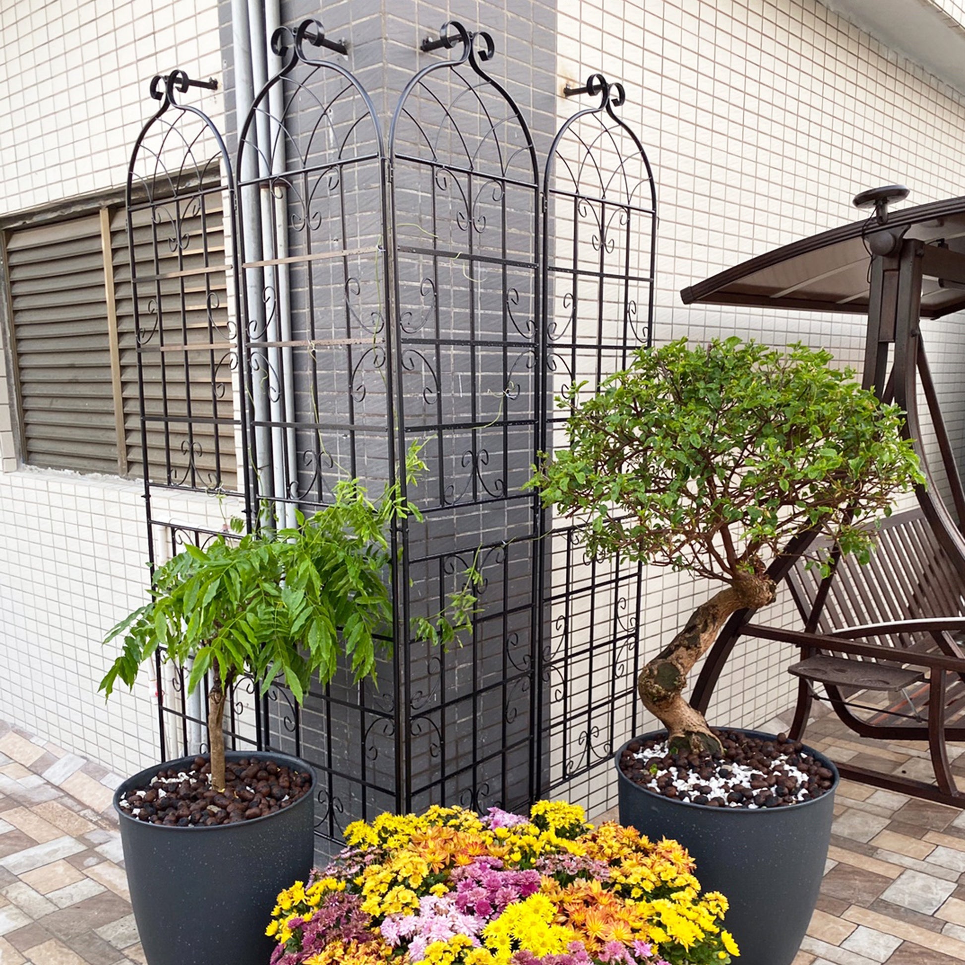 4 Pack Metal Garden Trellis 86.7" X 19.7" Rustproof Trellis For Climbing Plants Outdoor Flower Support Black Black Garden & Outdoor Iron