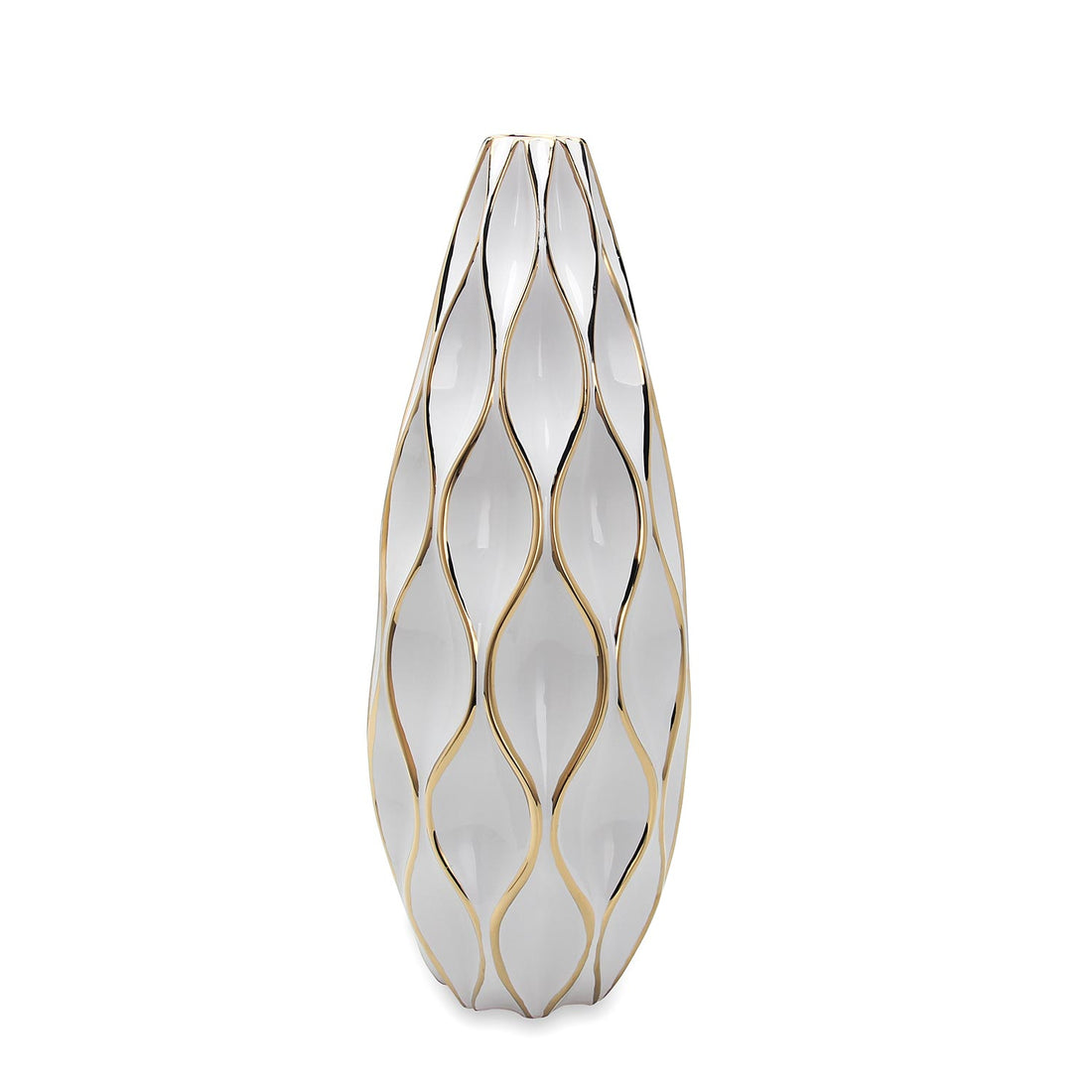 Elegant White Ceramic Vase With Gold Accents Timeless Home Decor White Ceramic