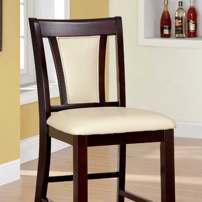 Contemporary Set Of 2 Counter Height Chairs Dark Cherry And Ivory Solid Wood Chair Paddedupholstered Seat Kitchen Dining Room Furniture Ivory Brown Dining Room Contemporary,Modern Side Chair Rubberwood Solid Back Solid Wood