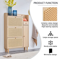 Modern Minimalist Storage Cabinet Mdf Bed Top Cabinet Japanese Rattan Shoe Cabinet, Small Home Furniture. Suitable For Hallways And Living Rooms Natural Mdf