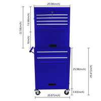 High Capacity Rolling Tool Chest With Wheels And Drawers, 6 Drawer Tool Storage Cabinet Blue Blue Steel