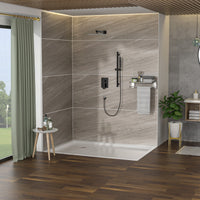 Shower System With Adjustable Slide Bar,10 Inch Wall Mounted Square Shower System With Rough In Valve, Oil Rubber Bronze Oil Rubbed Bronze Stainless Steel