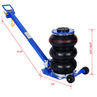 3T Triple Bag Air Jack ,Pneumatic Jack 3 Bag ,Lifting 16In Capacity 6600Lbs,Easy Collapsing Terrain,Blue Color Blue Steel