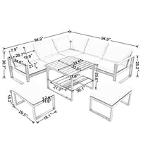 Not Allowed To Sell To Industrial Style Outdoor Sofa Combination Set With 2 Beautiful Sofa,1 Single Sofa,1 Table,2 Bench White Steel