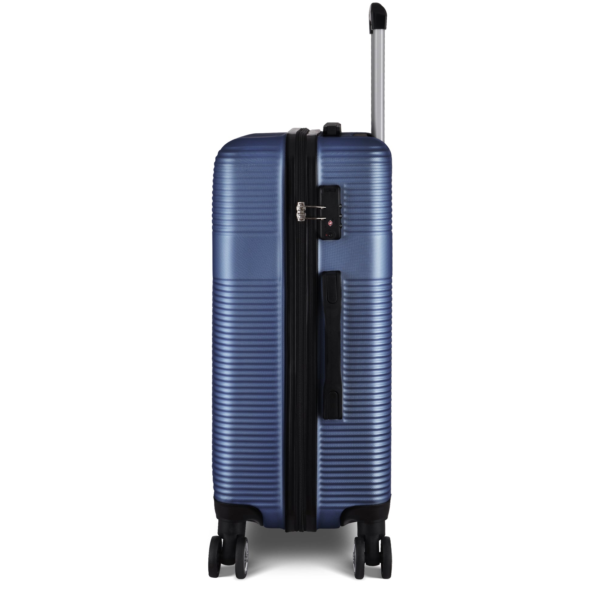 3 Piece Luggage With Tsa Lock Abs, Durable Luggage Set, Lightweight Suitcase With Hooks, Spinner Wheels Cross Stripe Luggage Sets 20In 24In 28In Dark Blue Abs