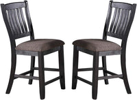 Transitional Dining Room 7Pc Set Dark Coffee Rubberwood Counter Height Dining Table W 2X Shelfs And 6X High Chairs Fabric Upholstered Seats Unique Back Counter Height Chairs Gray Wood Dining Room Solid Wood Rubberwood Rectangular Dining Table With Chair