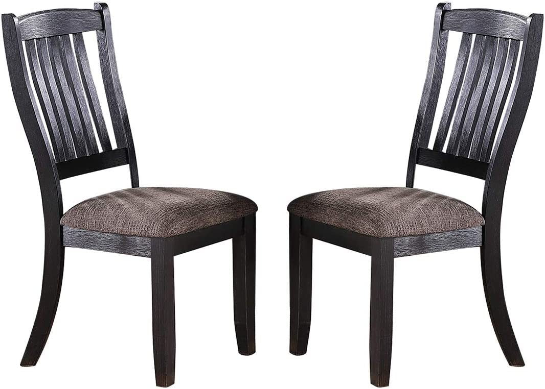 Dark Coffee Classic Wood Kitchen Dining Room Set Of 2 Side Chairs Fabric Upholstered Seat Unique Design Back Coffee Dining Room Contemporary,Modern Dining Chairs Rubberwood Rubber Wood