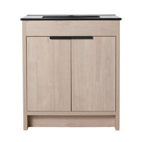 30 Inch Freestanding Bathroom Vanity With Black Ceramic Sink & 2 Soft Close Cabinet Doors Bvb02430Plo Bl9075Bk ,W1286S00019 Plain Light Oak 2 Bathroom Freestanding Modern Plywood