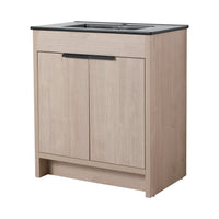 30 Inch Freestanding Bathroom Vanity With Black Ceramic Sink & 2 Soft Close Cabinet Doors Bvb02430Plo Bl9075Bk ,W1286S00019 Plain Light Oak 2 Bathroom Freestanding Modern Plywood