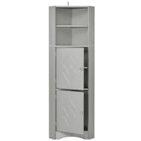 Tall Bathroom Corner Cabinet, Freestanding Storage Cabinet With Doors And Adjustable Shelves, Mdf Board, Gray Gray Mdf