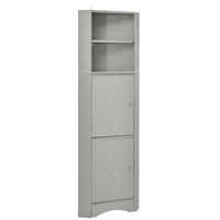 Tall Bathroom Corner Cabinet, Freestanding Storage Cabinet With Doors And Adjustable Shelves, Mdf Board, Gray Gray Mdf