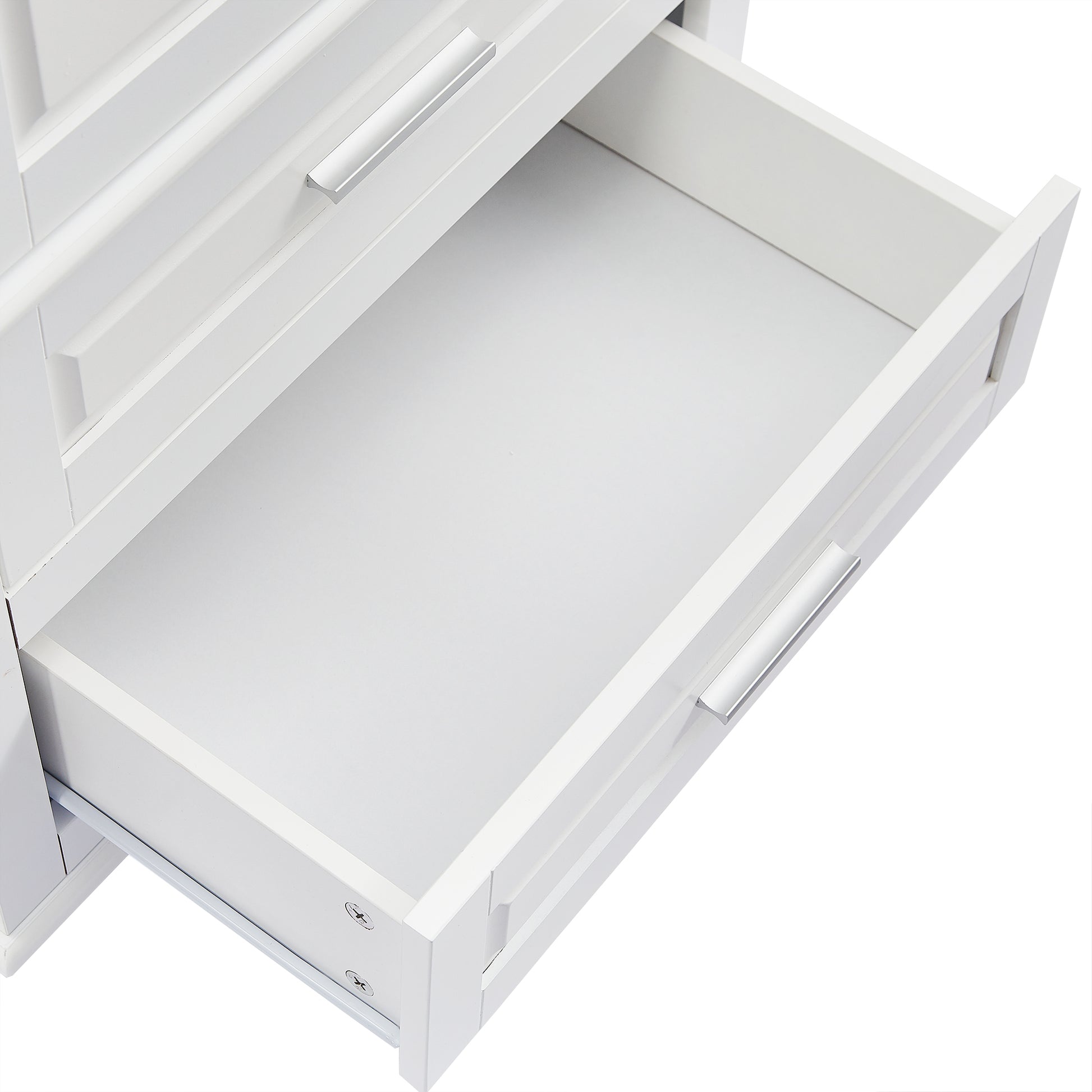 Tall Storage Cabinet With Three Drawers For Bathroom Office, White White Mdf