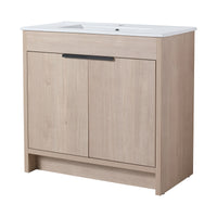 36 Inch Freestanding Bathroom Vanity With White Ceramic Sink & 2 Soft Close Cabinet Doors Bvb02436Plo F Bl9090B ,W1286S00063 Plain Light Oak 2 Bathroom Freestanding Modern Plywood