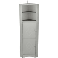 Tall Bathroom Corner Cabinet, Freestanding Storage Cabinet With Doors And Adjustable Shelves, Mdf Board, Gray Gray Mdf