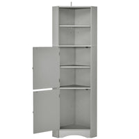 Tall Bathroom Corner Cabinet, Freestanding Storage Cabinet With Doors And Adjustable Shelves, Mdf Board, Gray Gray Mdf