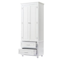 Tall Storage Cabinet With Two Drawers For Bathroom Office, White White Mdf