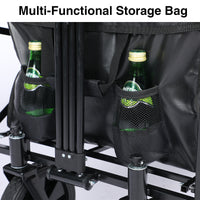 Yssoa Heavy Duty Folding Portable Hand Cart With Removable Canopy, 8'' Wheels, Adjustable Handles And Double Fabric For Shopping, Picnic, Beach, Camping Black Aluminium Alloy