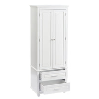 Tall Storage Cabinet With Two Drawers For Bathroom Office, White White Mdf