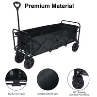 Yssoa Heavy Duty Folding Portable Hand Cart With Removable Canopy, 8'' Wheels, Adjustable Handles And Double Fabric For Shopping, Picnic, Beach, Camping Black Aluminium Alloy