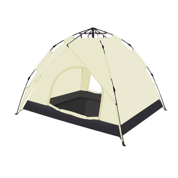 Camping Dome Tent Is Suitable For 2 3 People, Waterproof, Spacious, Portable Backpack Tent, Suitable For Outdoor Camping Hiking Ivory Casual Oxford Fabric