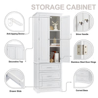 Tall Storage Cabinet With Three Drawers For Bathroom Office, White White Mdf