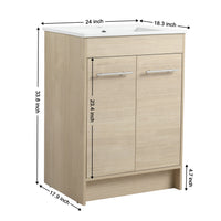 24 Inch Bathroom Cabinet With Sink,Soft Close Doors Kd Packing ,Bvb05224Plo Plain Light Oak 2 Bathroom Freestanding Plywood