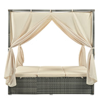 Adjustable Sun Bed With Curtain,High Comfort,With 3 Colors Beige Hdpe