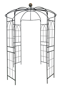 Metal Garden Arch Iron Garden Arbors Gazebo Dia81.3'' X 114.2'' High Birdcage Shape Pergola Pavilion For Wedding Ceremonyoutdoor Black Black Iron