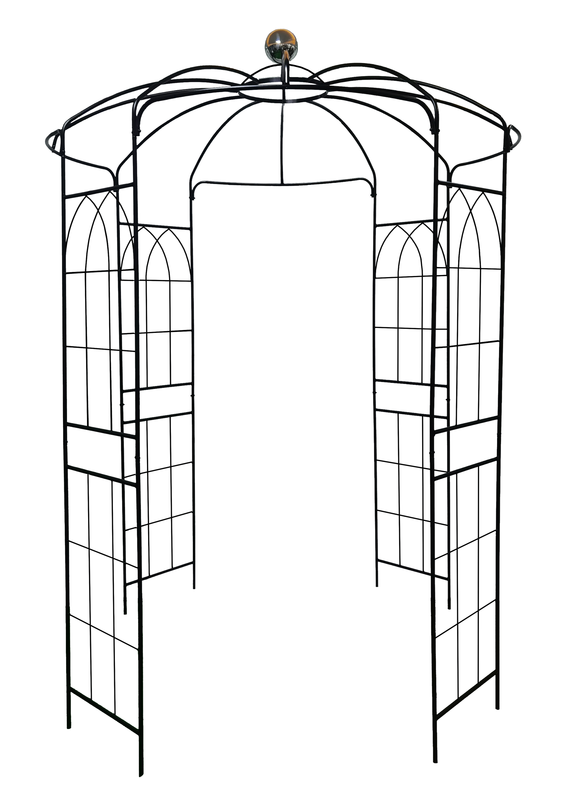 Metal Garden Arch Iron Garden Arbors Gazebo Dia 81.3'' X 114.2'' High Birdcage Shape Pergola Pavilion For Wedding Ceremony Cream White Cream White Iron