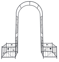 Metal Garden Arch With Two Plant Stands 79.5'' Wide X 86.6'' High Climbing Plants Support Rose Arch Outdoor Black Black Iron