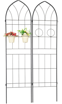 2 Pack Metal Garden Trellis 78.7" X 19.7" Rustproof Trellis For Climbing Plants Outdoor Flower Support Black Black Iron