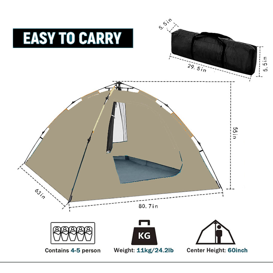 Camping Dome Tent Is Suitable For 2 3 4 5 People, Waterproof, Spacious, Portable Backpack Tent, Suitable For Outdoor Camping Hiking Antique Black Abs Pc