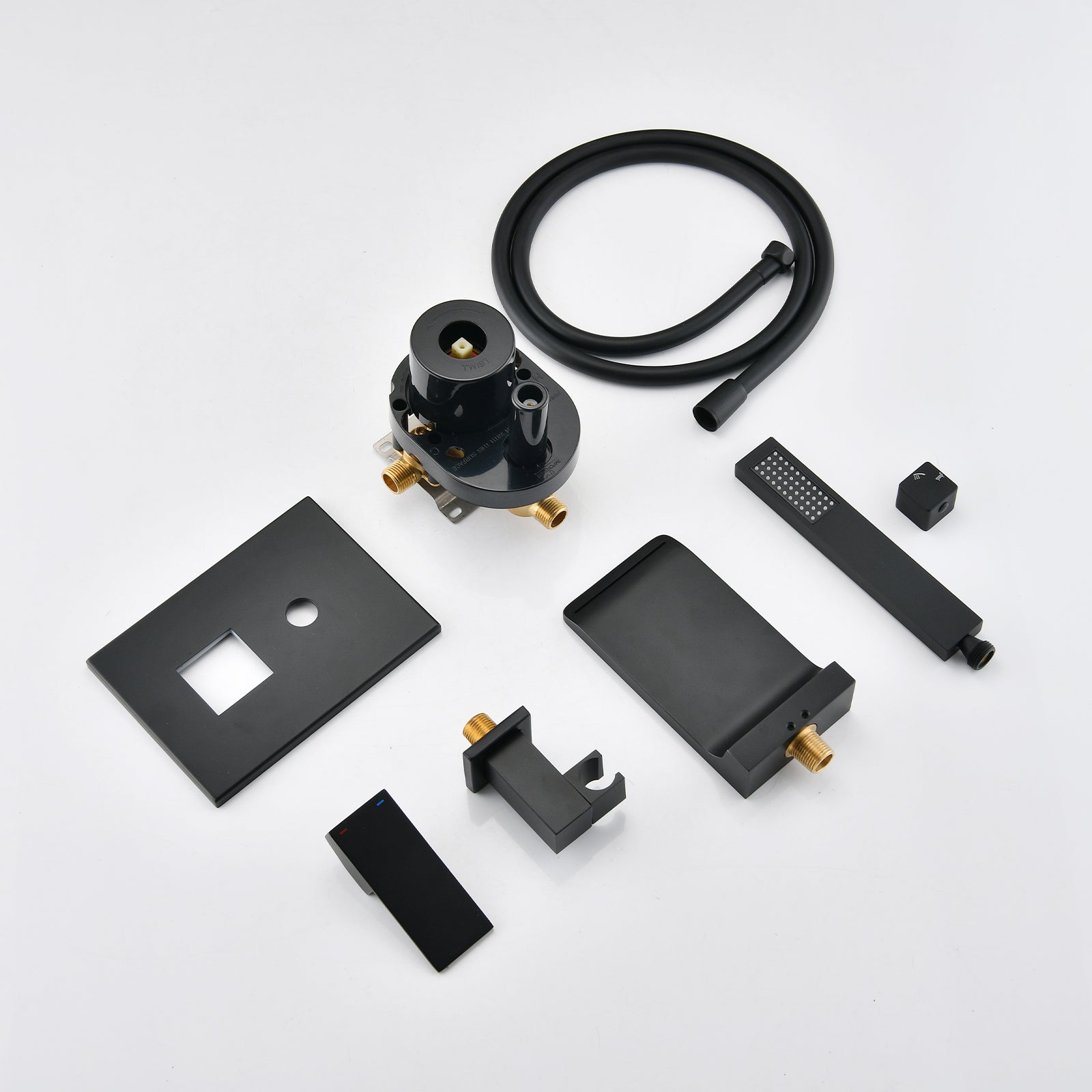 Modern Style Matte Black Wall Mount Tub Filler Bathroom Bathtub Faucet Shower Set Matt Black Brass