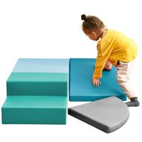 Soft Climb And Crawl Foam Playset, Safe Soft Foam Nugget Block For Infants, Preschools, Toddlers, Kids Crawling And Climbing Indoor Active Play Structure Cyan Foam