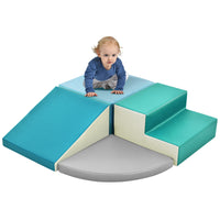 Soft Climb And Crawl Foam Playset, Safe Soft Foam Nugget Block For Infants, Preschools, Toddlers, Kids Crawling And Climbing Indoor Active Play Structure Cyan Foam