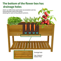 Raised Garden Bed Planter Box With Legs & Storage Shelf Wooden Elevated Vegetable Growing Bed For Flower Herb Backyard Patio Balcony 48.5X30X24.4In Natural Solid Wood