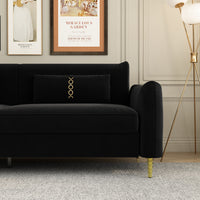 Fx P19 Bk Sofa 85.83Inch Velvet Sofa Couch Luxury Modern Upholstered Sofa With 2 Pillows Black Color Black Velvet 2 Seat