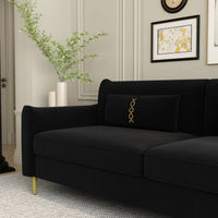 Fx P19 Bk Sofa 85.83Inch Velvet Sofa Couch Luxury Modern Upholstered Sofa With 2 Pillows Black Color Black Velvet 2 Seat