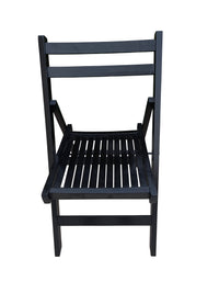 Furniture Slatted Wood Folding Special Event Chair Black, Set Of 4, Folding Chair, Foldable Style Black Solid Wood