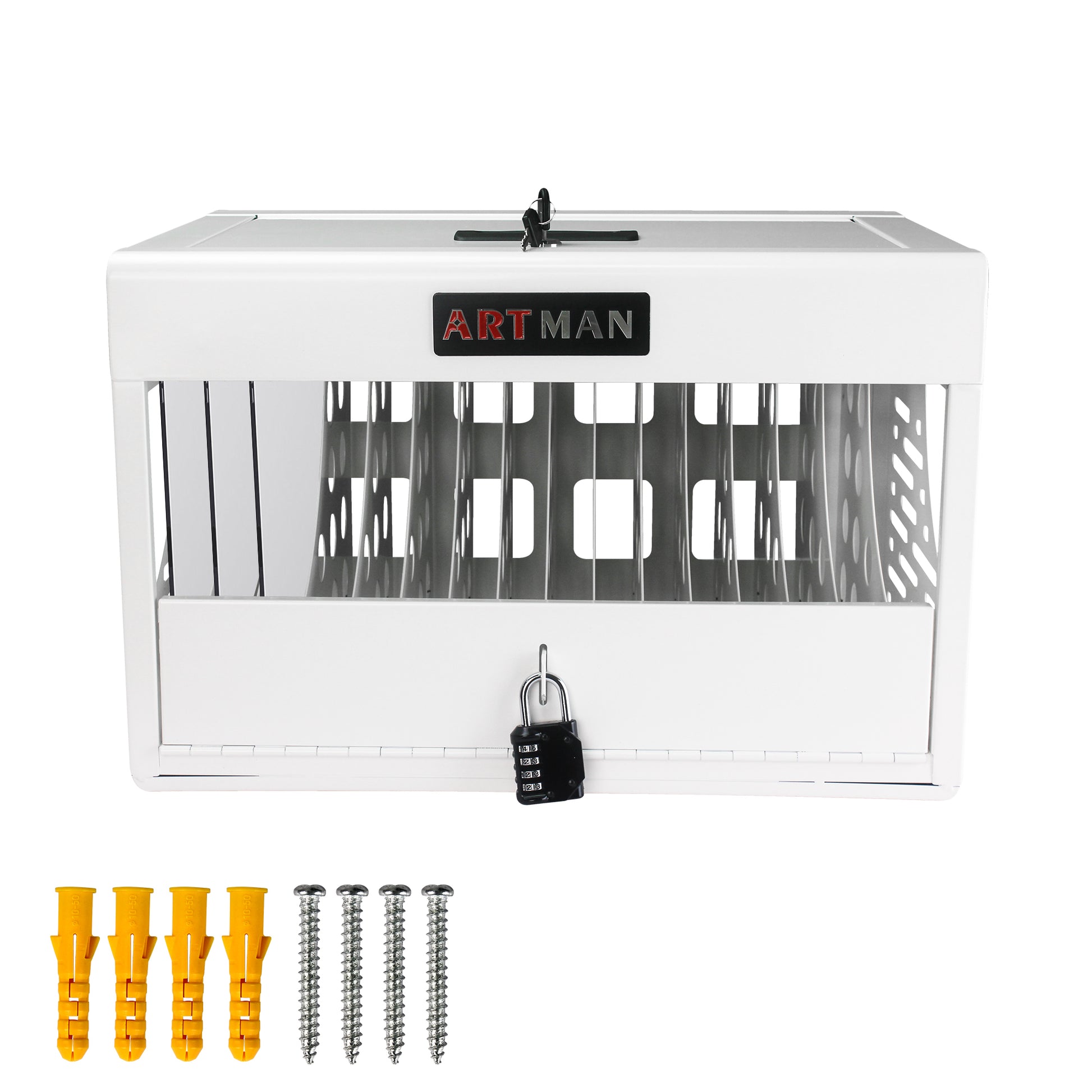 16 Bay Charging Cabinet For Laptop,Chromebook, Locking Charging Station White White Steel